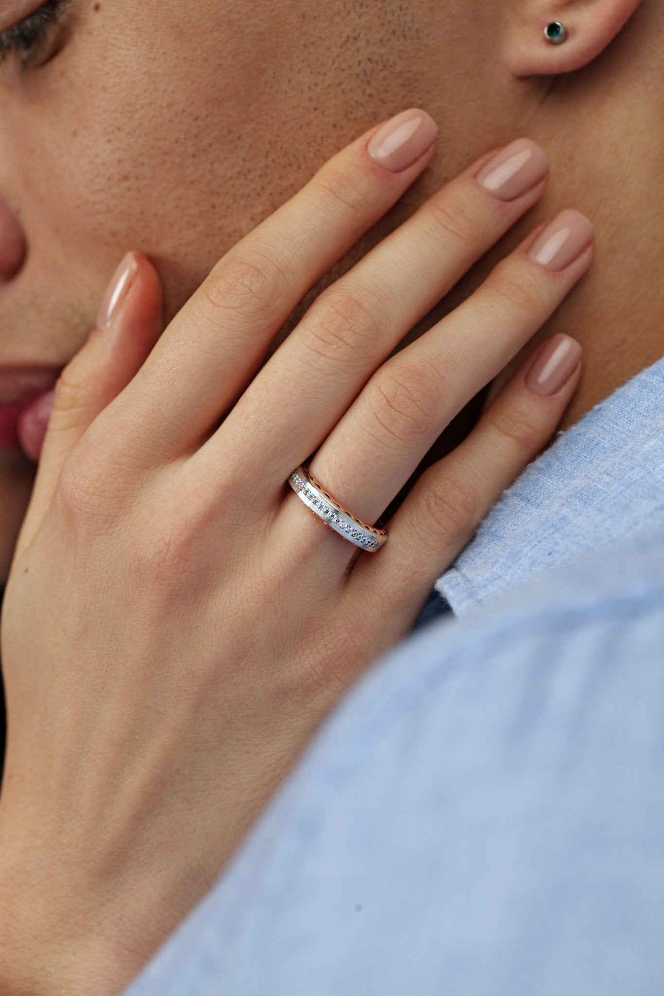 Unique wedding bands set with diamonds - couple rings - couple rings set - couple wedding bands - escorialjewelry