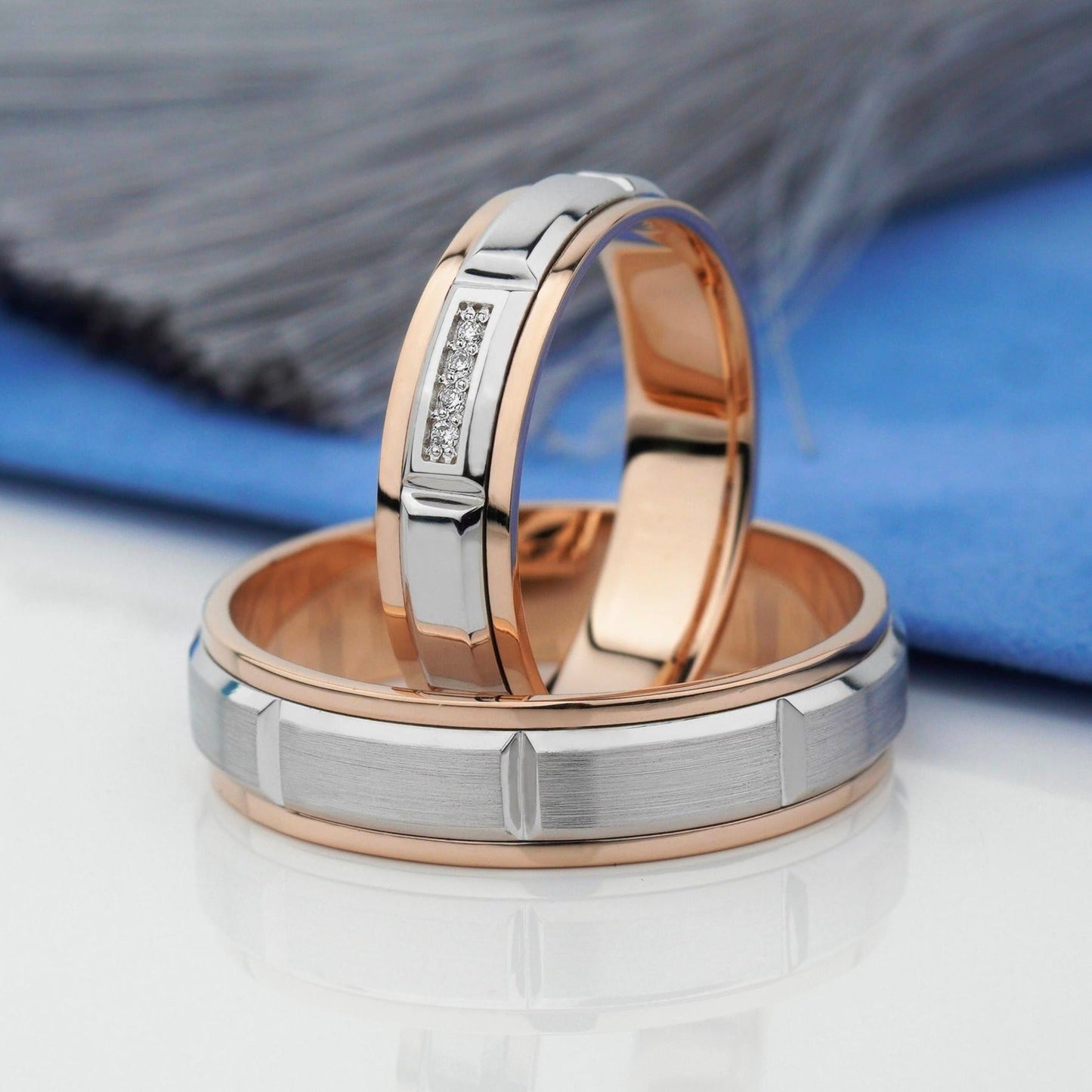 Wedding bands set his and hers - couple rings - couple rings set - couple wedding bands - escorialjewelry