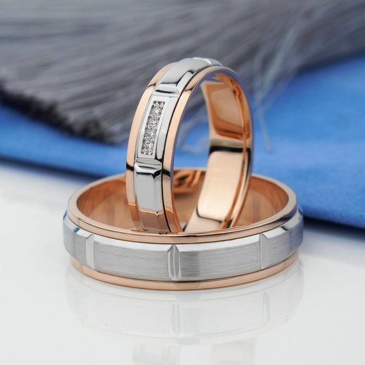 Wedding bands set his and hers - couple rings - couple rings set - couple wedding bands - escorialjewelry