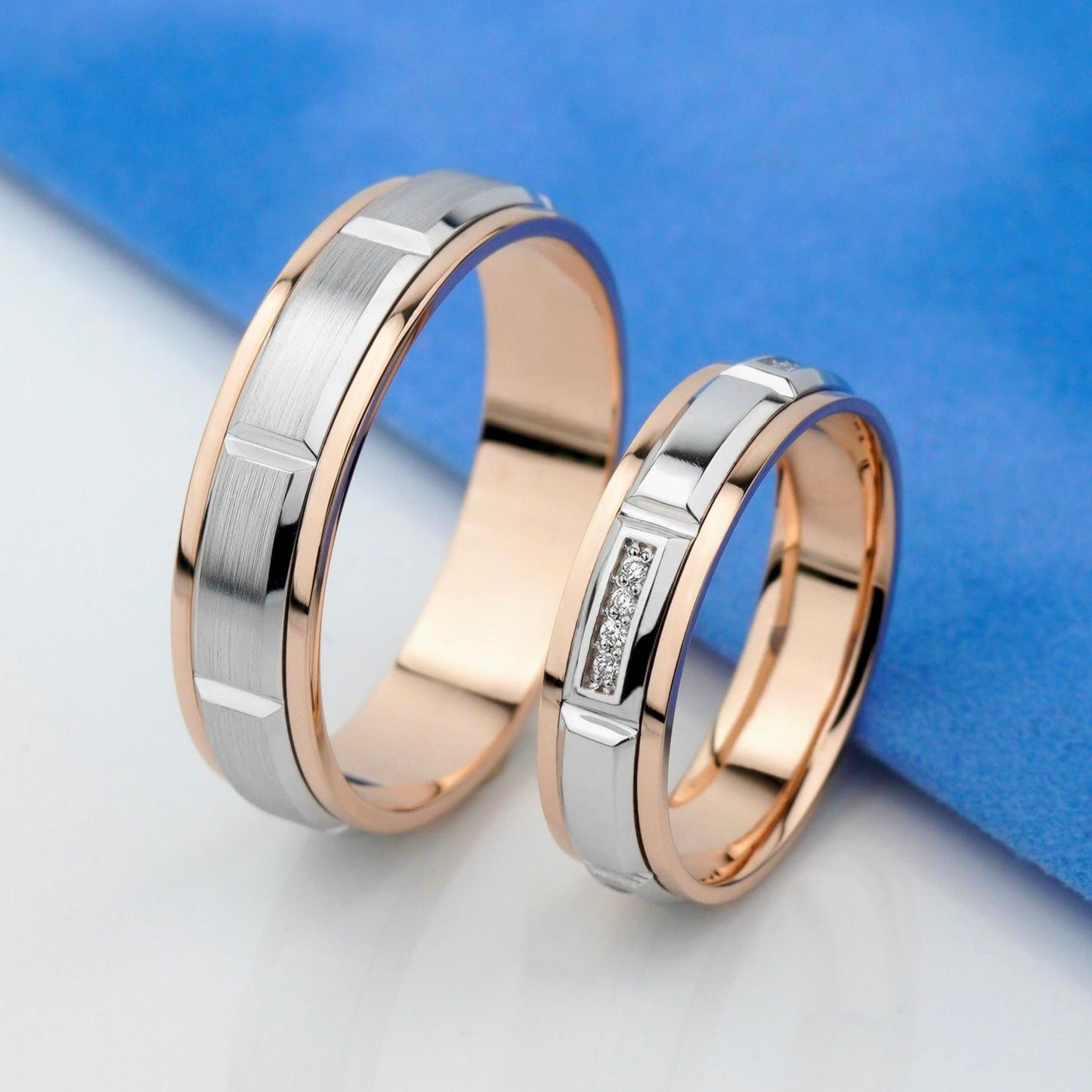 Wedding bands set his and hers - couple rings - couple rings set - couple wedding bands - escorialjewelry