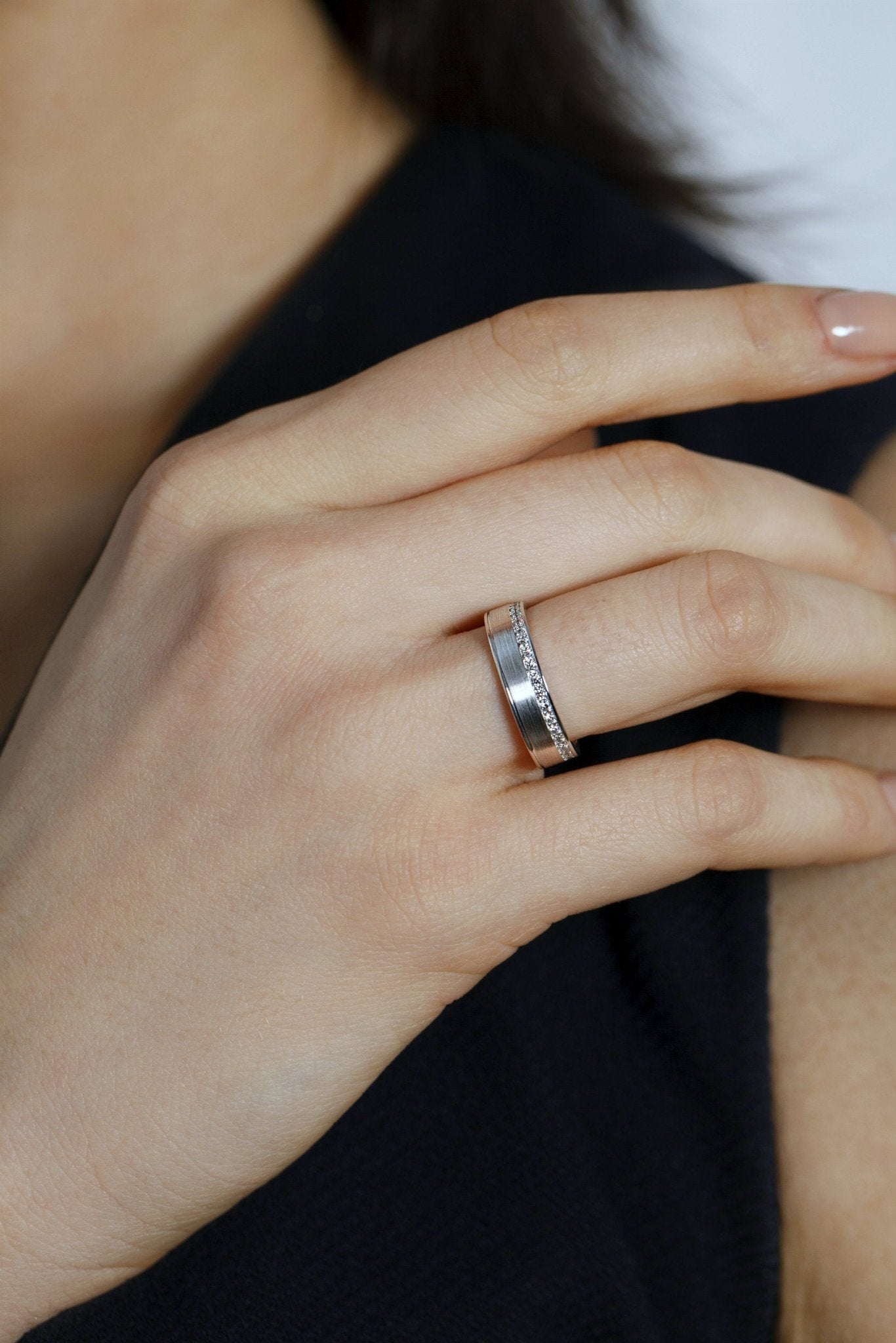 Wedding bands set with diamonds - couple rings - couple wedding bands - diamond gold band - escorialjewelry