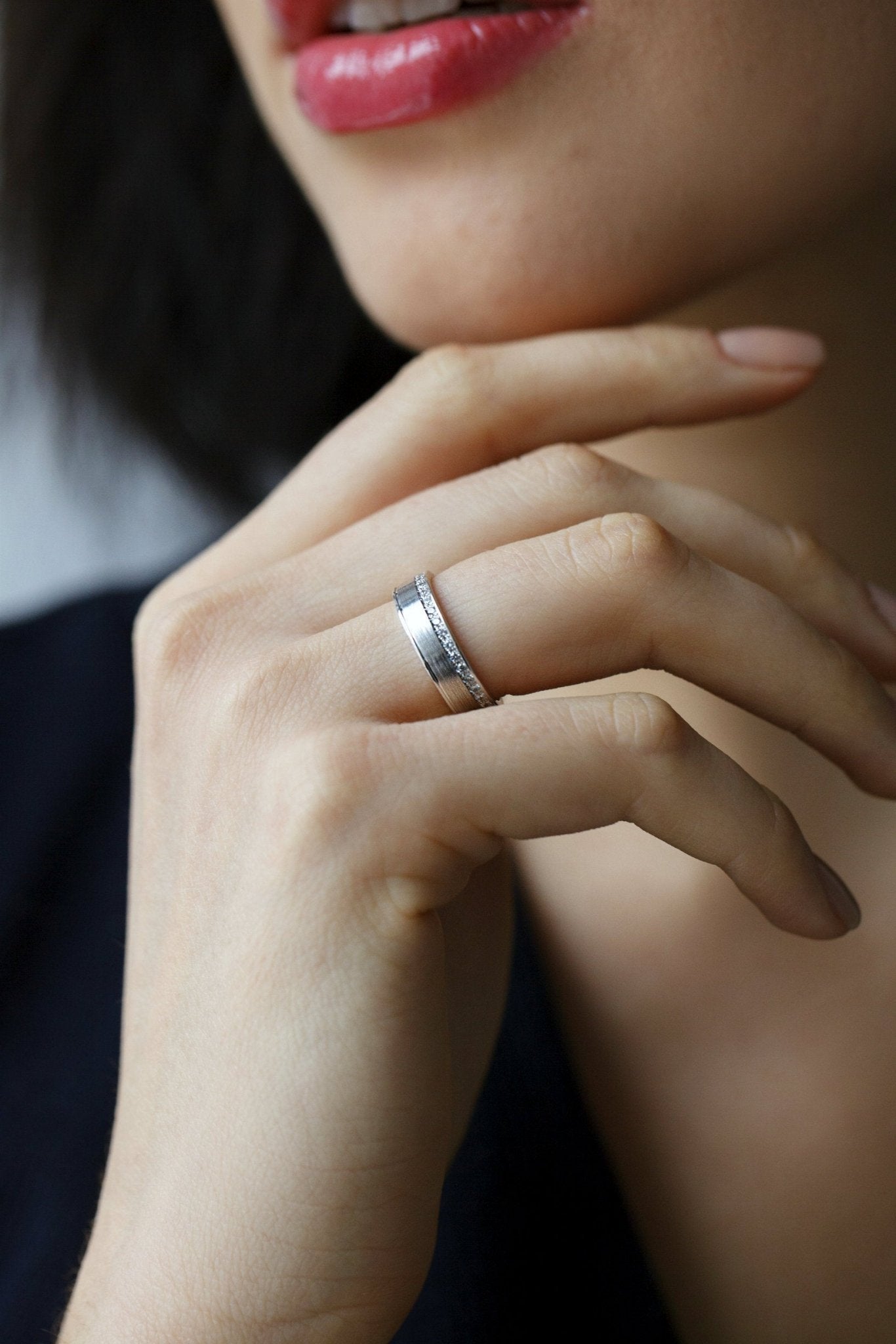 Wedding bands set with diamonds - couple rings - couple wedding bands - diamond gold band - escorialjewelry