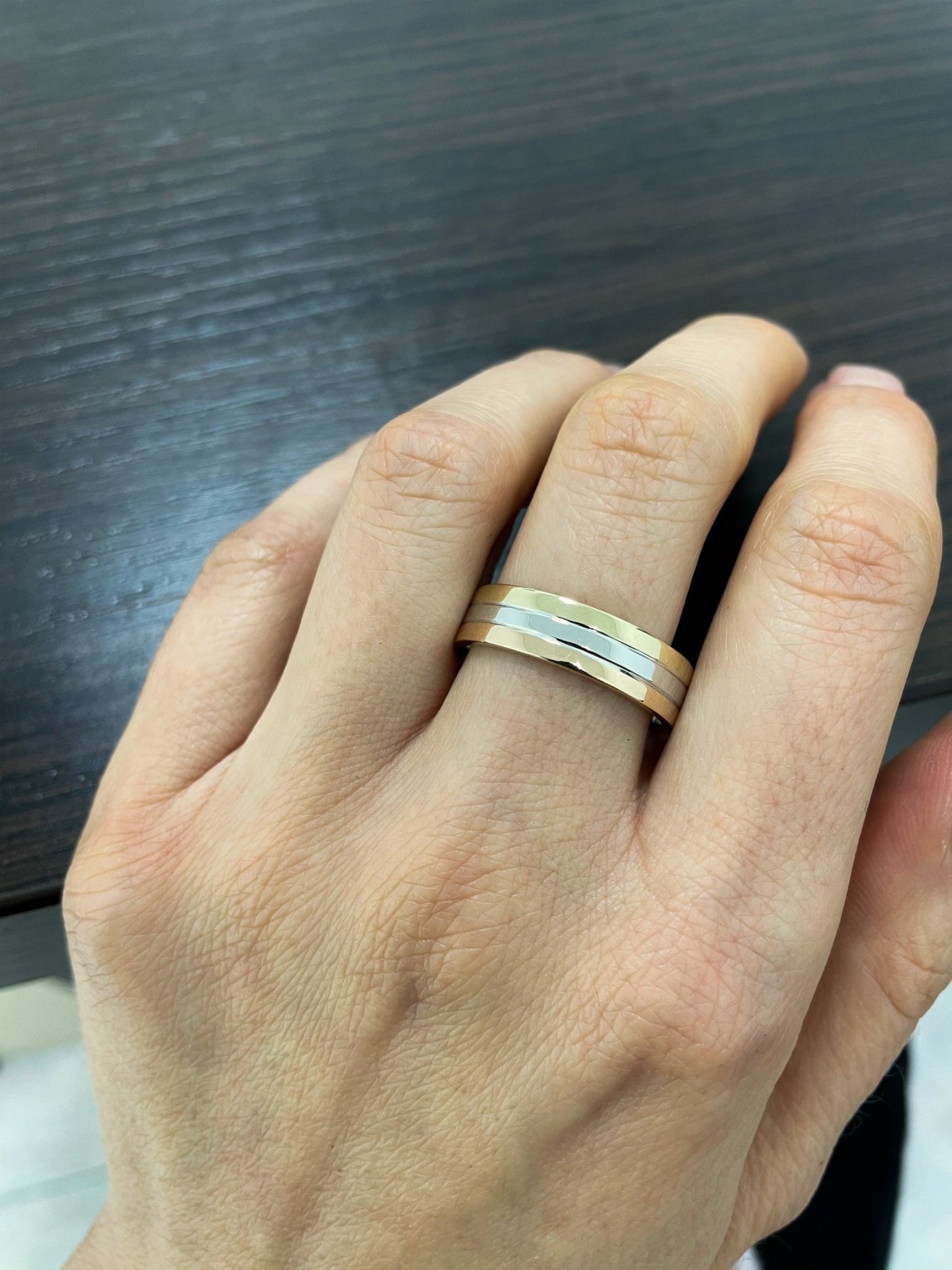 Wedding rings set made of three colors of gold - couple rings - couple rings set - couple wedding bands - escorialjewelry