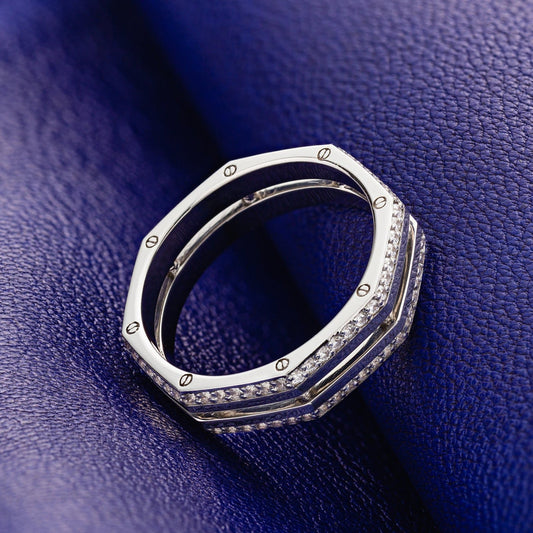 Women's gold band with unique design - 14k gold band - 14k gold ring - black diamond ring - escorialjewelry