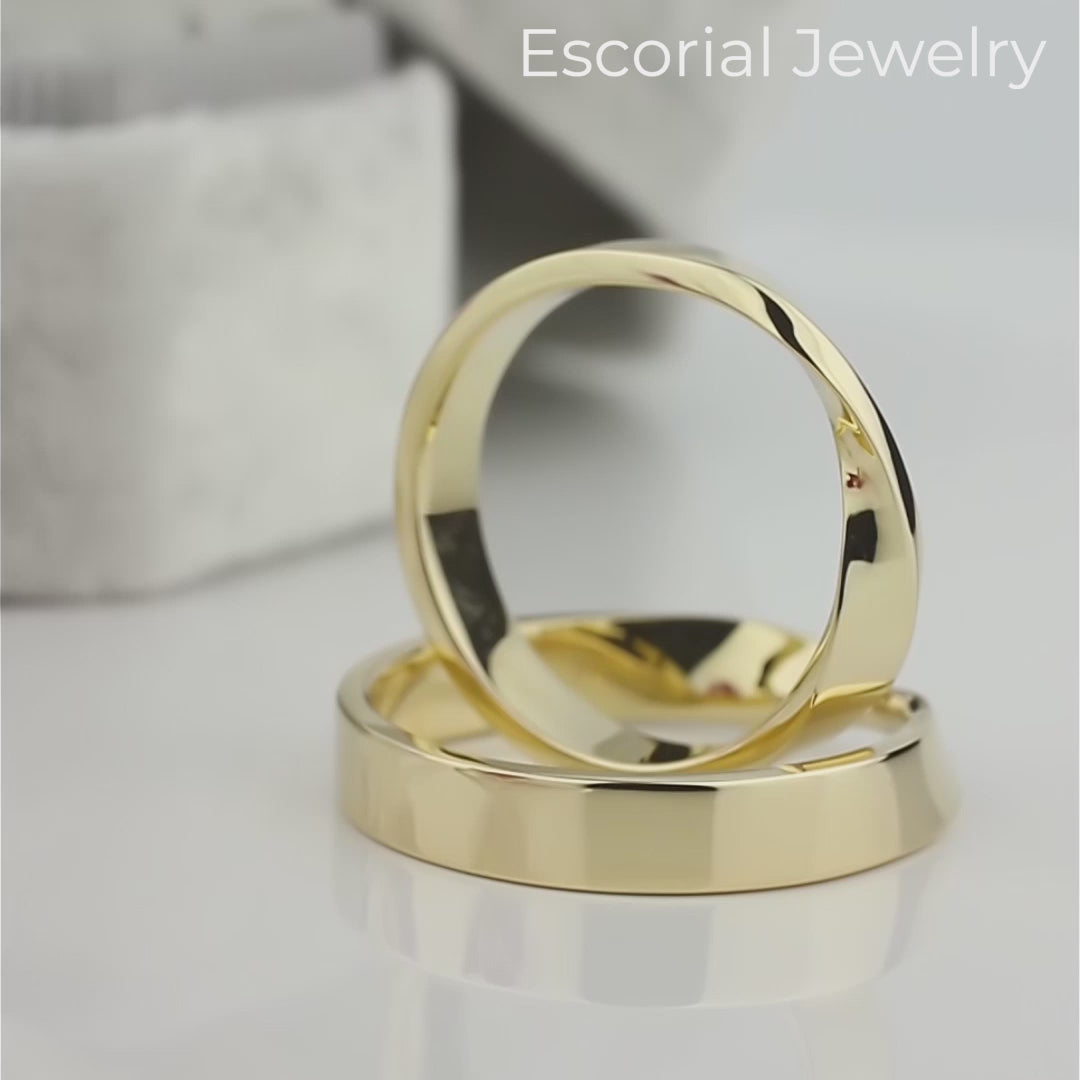 Matching Mobius Wedding Bands. His and Hers Mobius wedding rings set. Gold Mobius Rings. Couple rings set. His and hers matching wedding bands. Gold wedding rings