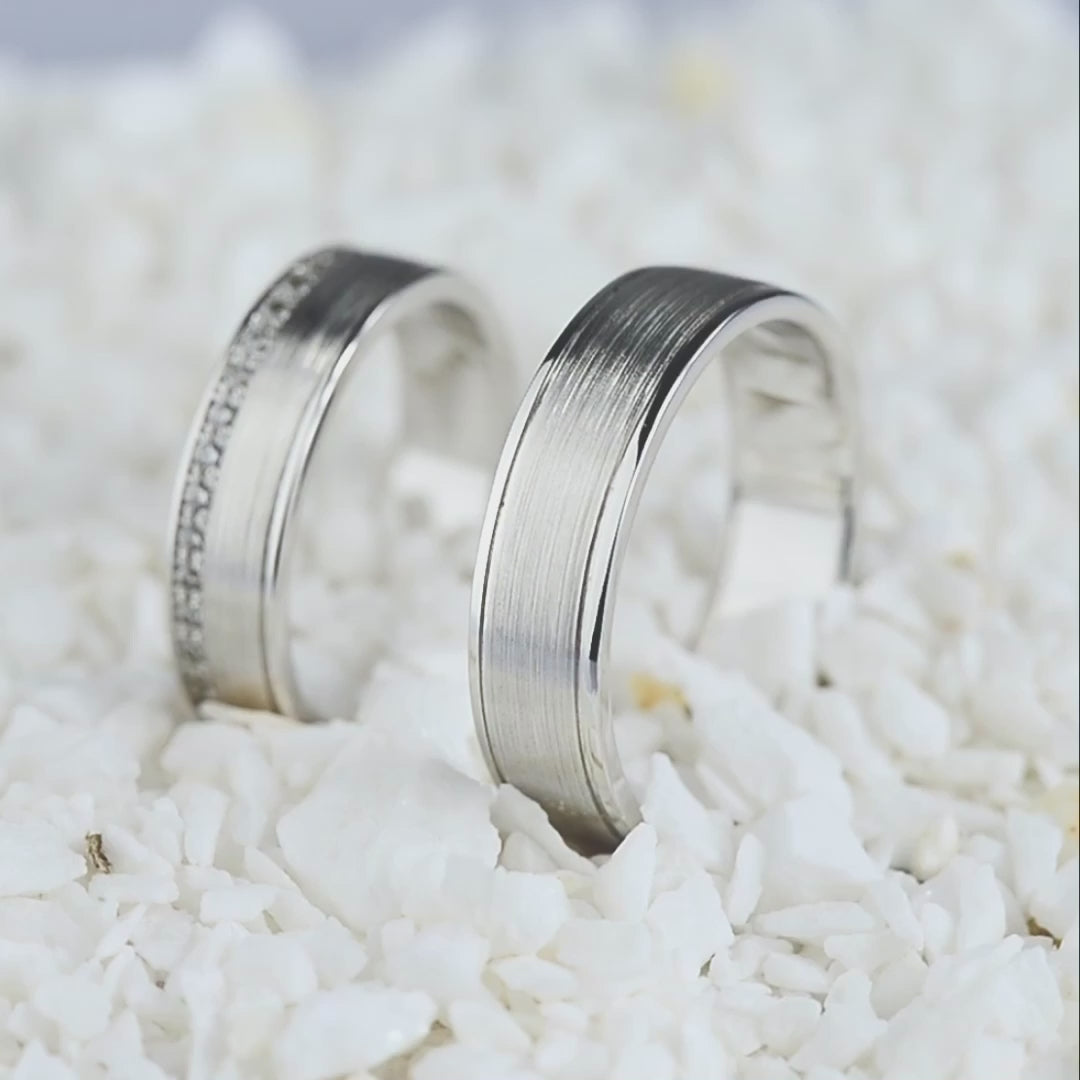 wedding ring sets his and hers, matching wedding bands for couples, alliances pour couples, white gold wedding bands with diamonds, couples wedding rings , white gold diamond bands