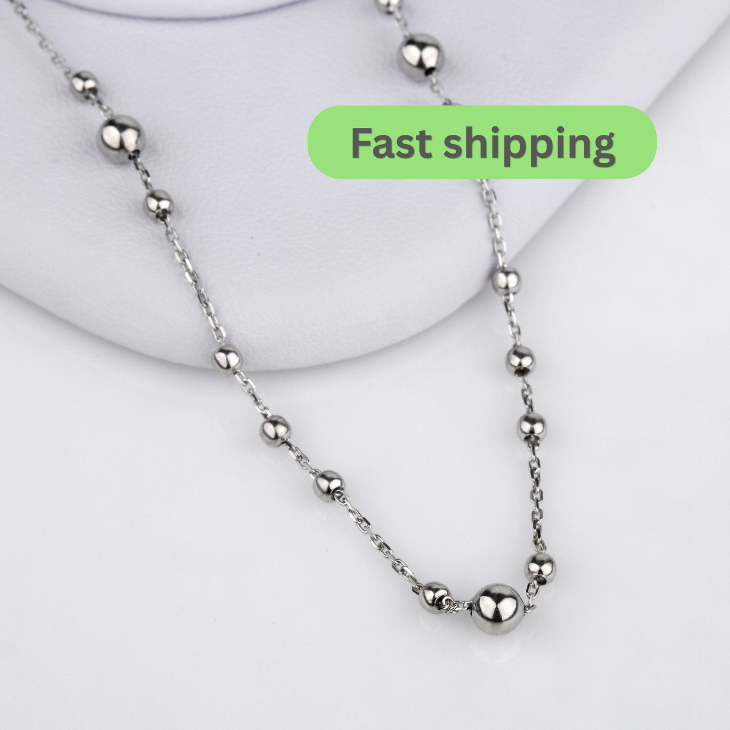 Silver beaded necklace -14k Gold balls necklace-Bead Chain Necklace