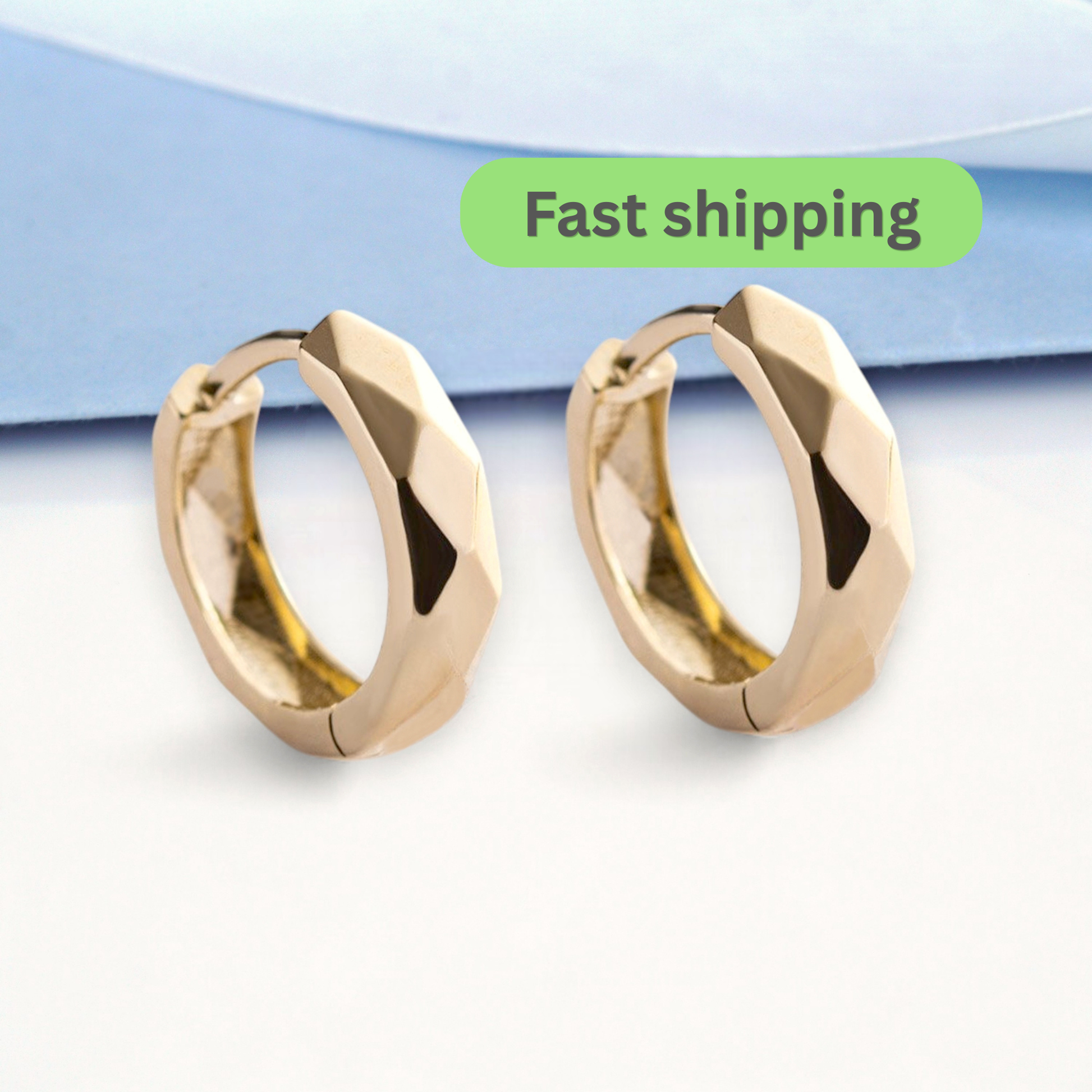 Gold hoop earrings with spherical beads -Gold Hoop Earrings-Huggie gold earrings