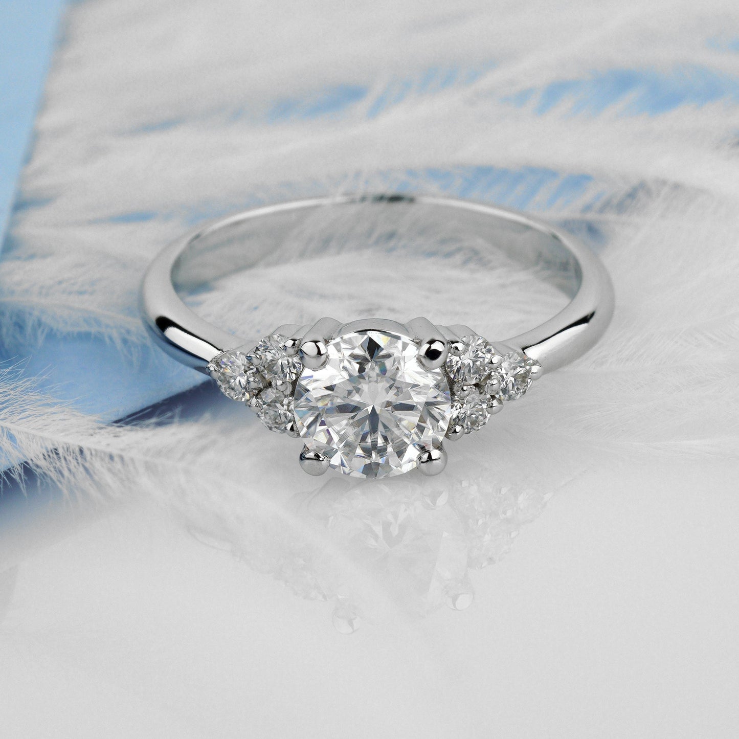 lab diamond engagement ring-lab diamond promise ring-0.8 ct central lab diamond VVS2/D (IGI certified)