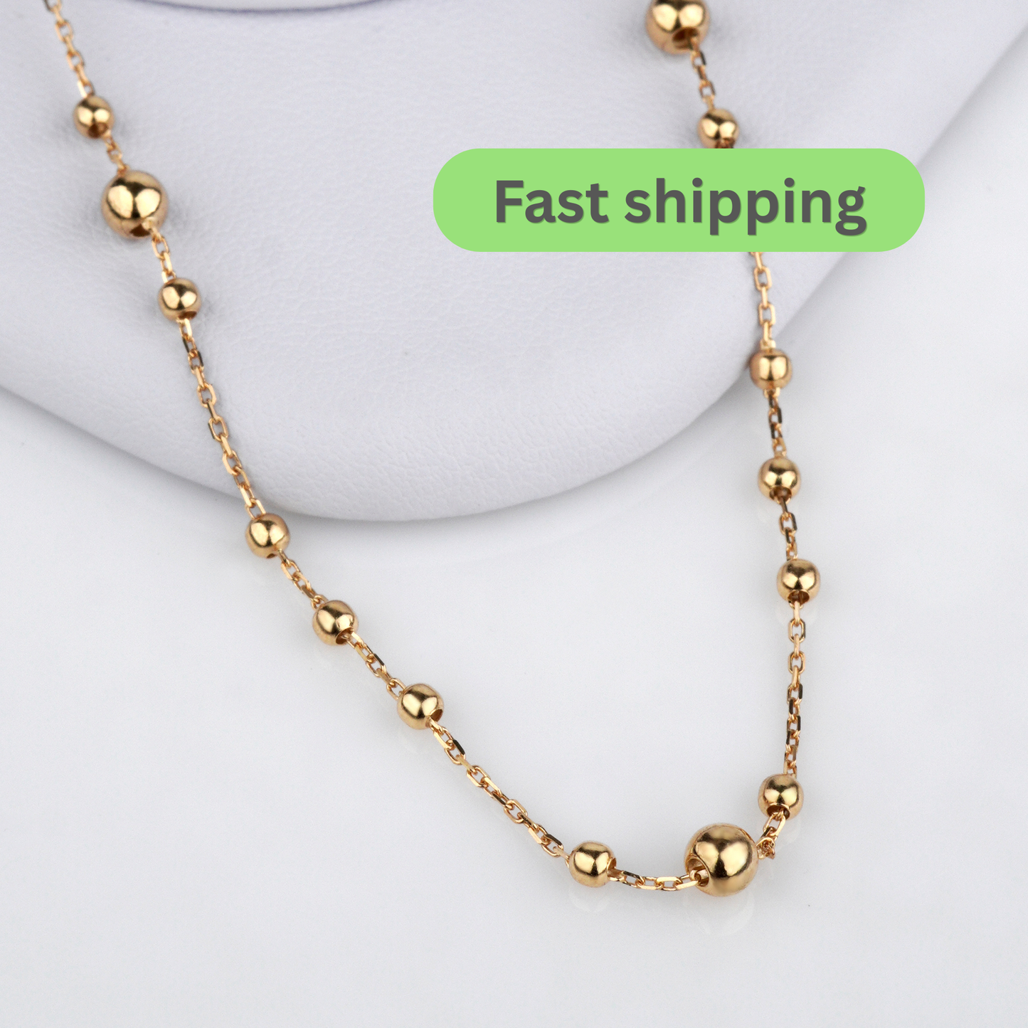 Gold beaded necklace -14k Gold balls necklace-Bead Chain Necklace