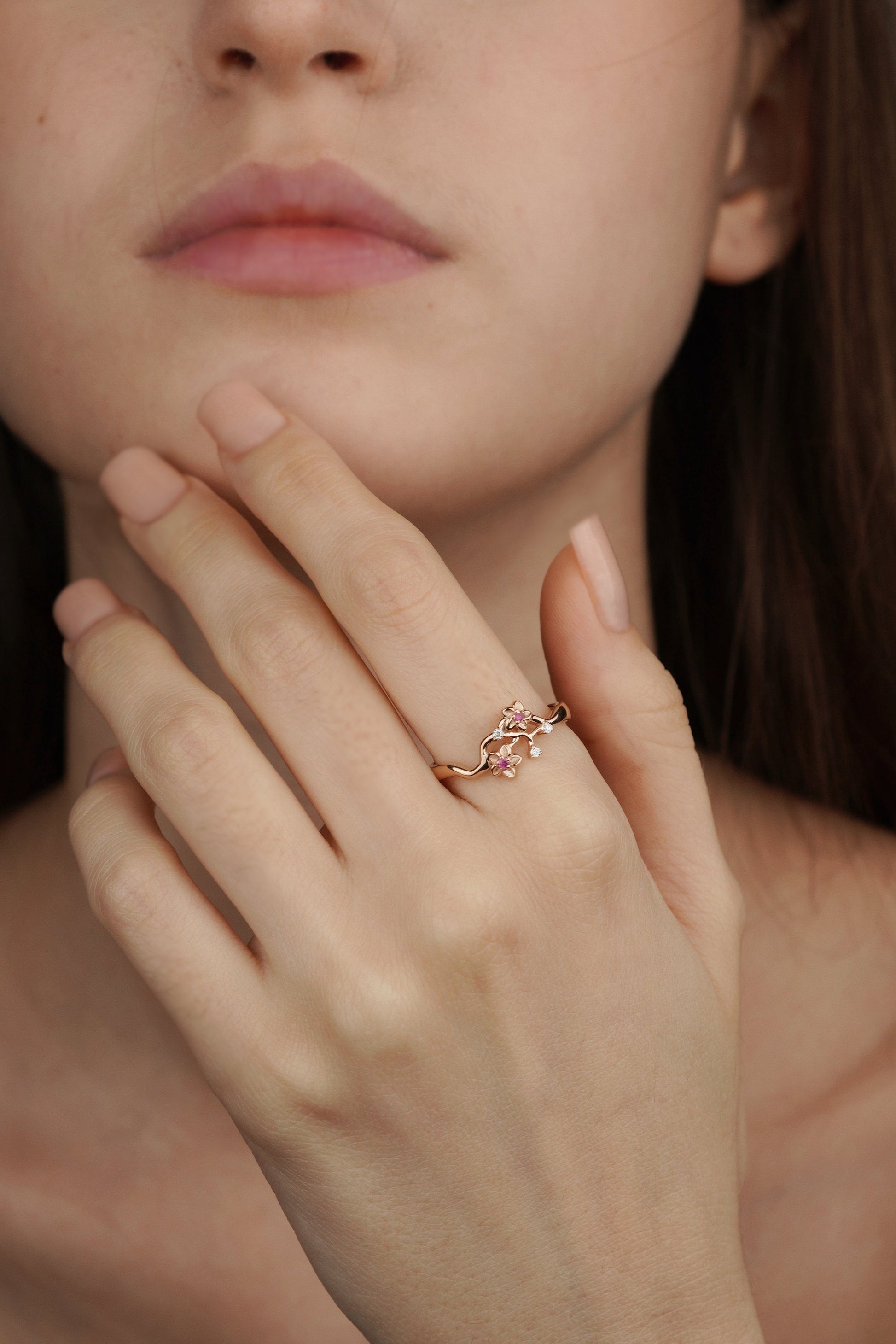 14k Sakura Blossom Ring