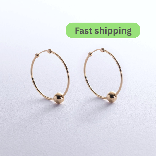 Classic, polished earrings- 28 mm gold hoop earrings