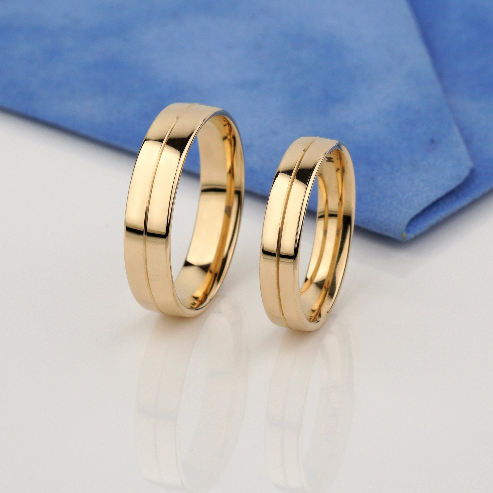 Minimalist Wedding Band Set- simple look with a unique designer touch