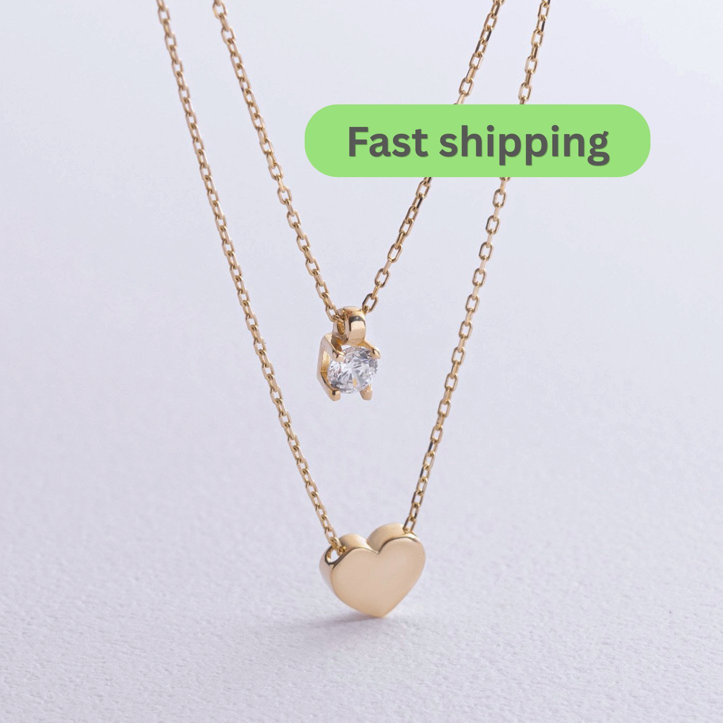 Gold necklaces with heart and turtle pendants -Chain length: Adjustable 38–43 cm-Weight: Approx. 2 g