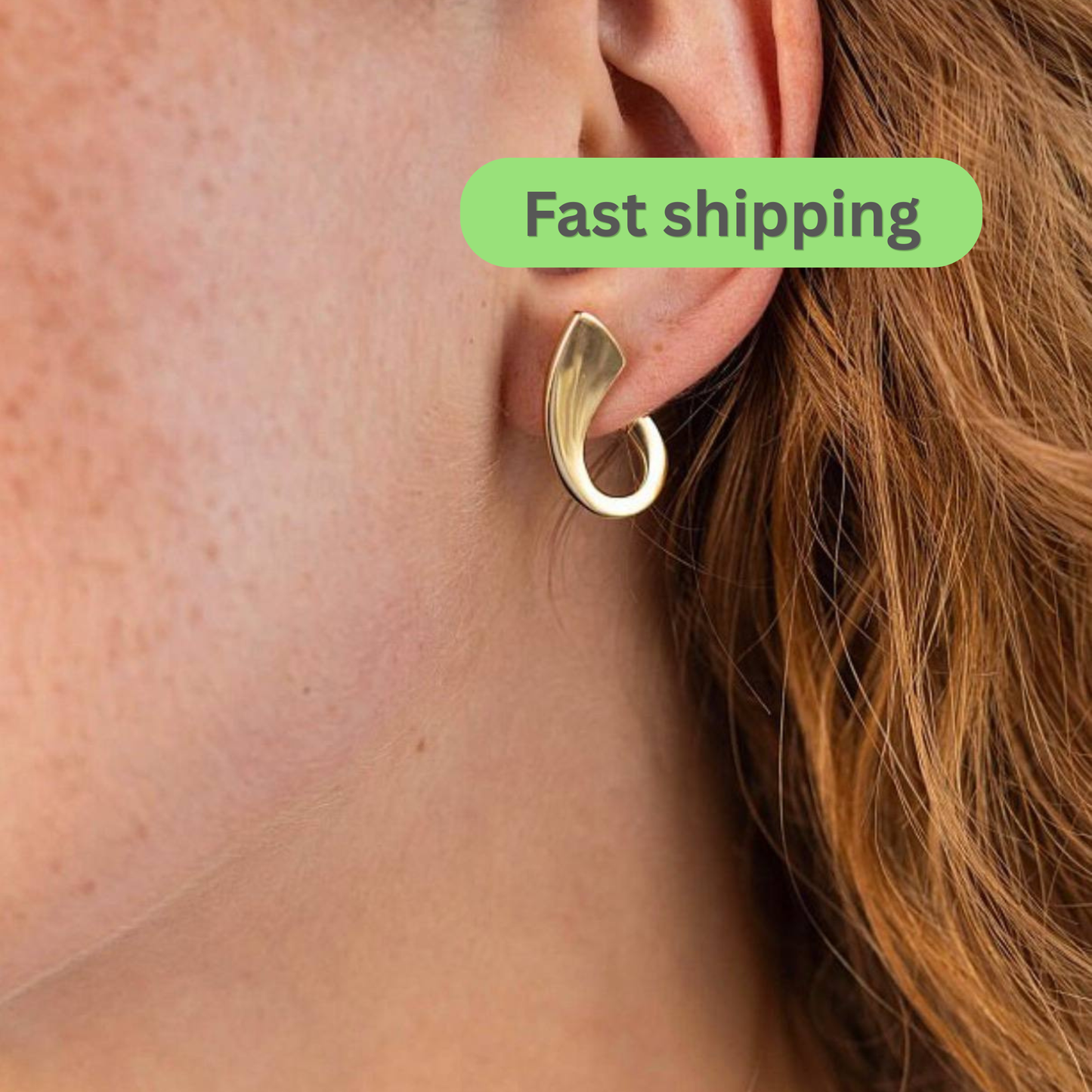 Gold Hoop Earrings-Huggie gold earrings-Real gold hoop earrings