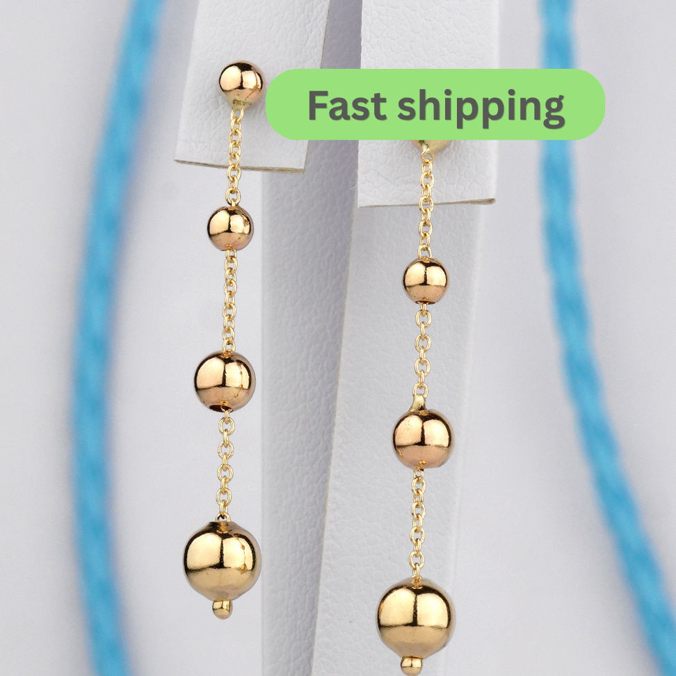 Gold beaded earrings 