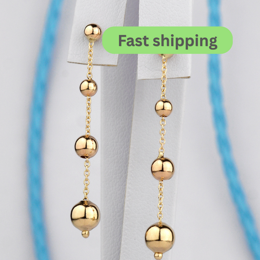 Gold beaded earrings 