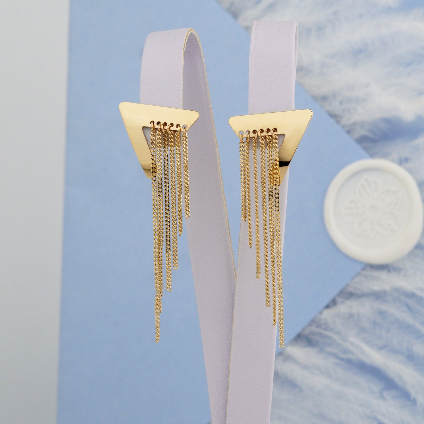 High polish Gold Drop Earrings-all-day wear-delicate, cascading gold chains