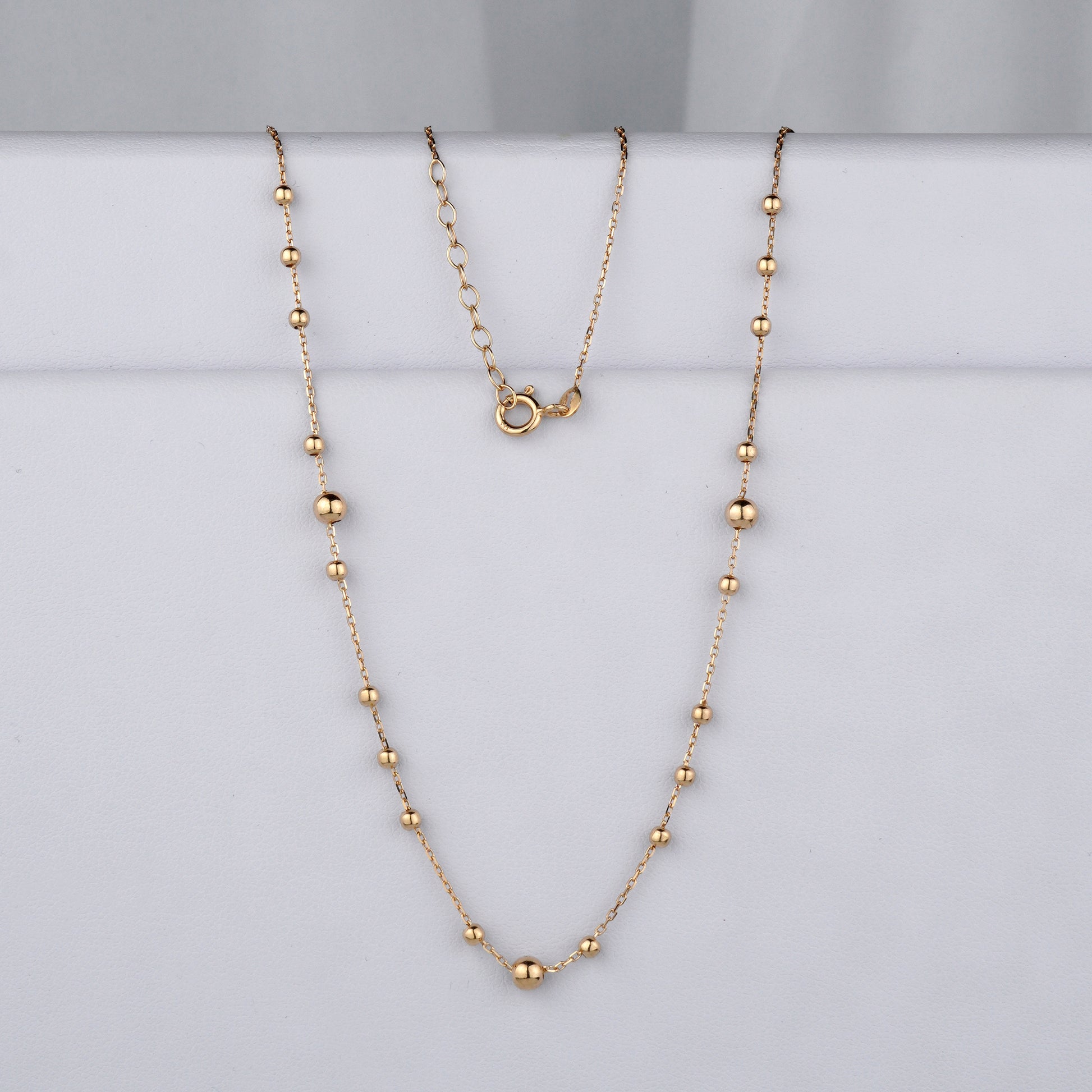 Gold necklace with round beads-14k Gold balls necklace-Delicate gold Chain Necklace