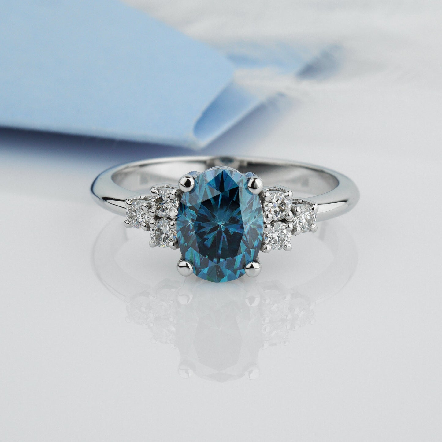 solid gold proposal ring-14K solid gold -Moissanite stones — 1.7 ct total weigh
