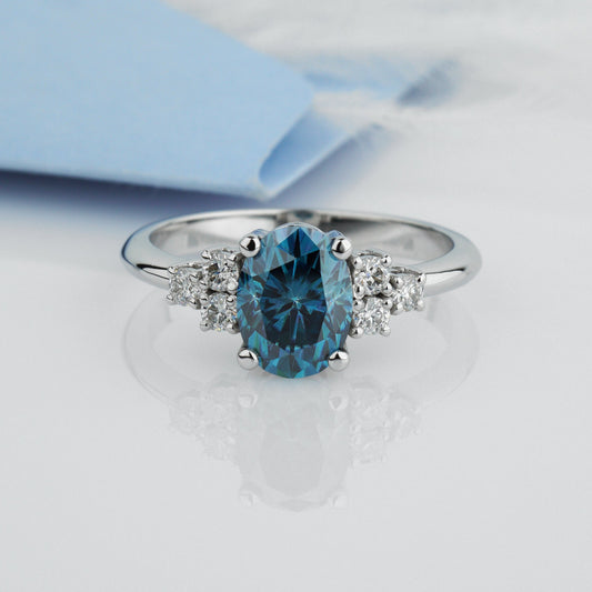 solid gold proposal ring-14K solid gold -Moissanite stones — 1.7 ct total weigh
