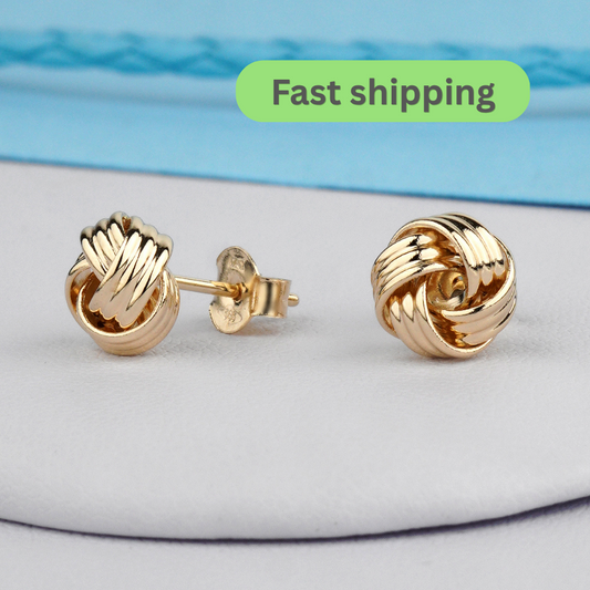 Gold knot earringstext- 14k gold- unique and minimalistic earrings