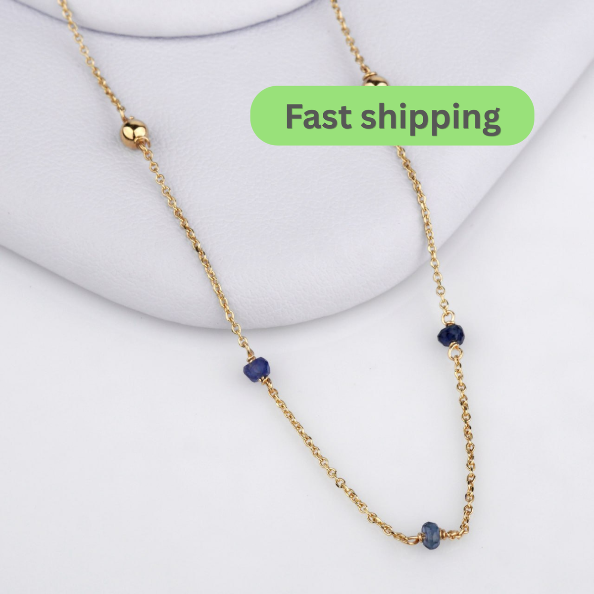 sapphire necklace
gold bead necklace
14k gold necklace
natural sapphire jewelry