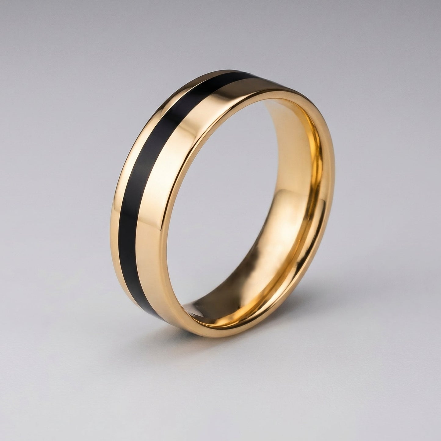 14k gold band with black enamel -black and gold ring - gold and black enamel band - escorialjewelry