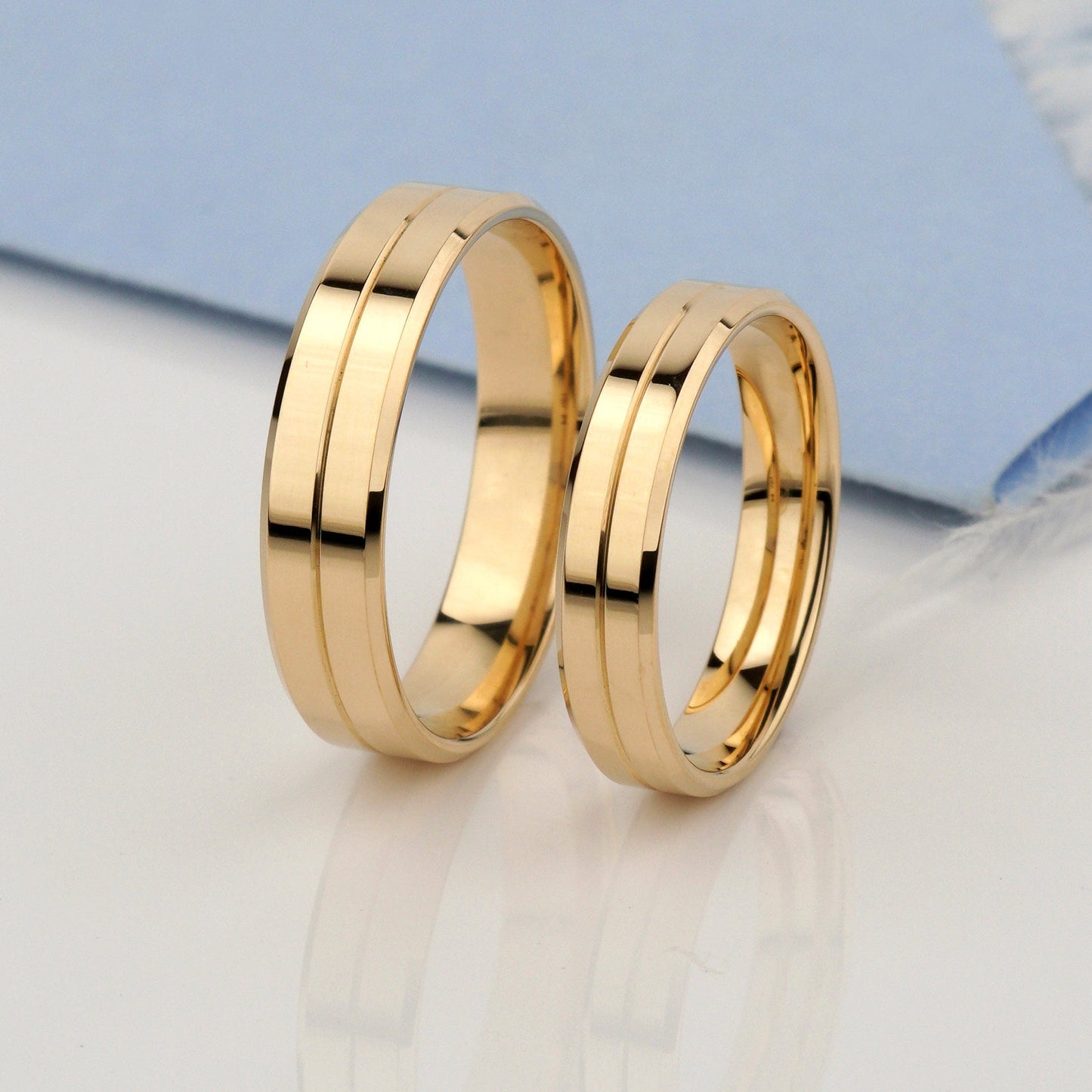  14k Solid Gold Wedding Band Set -clean, modern aesthetic with a fit designed for a lifetime of daily wear