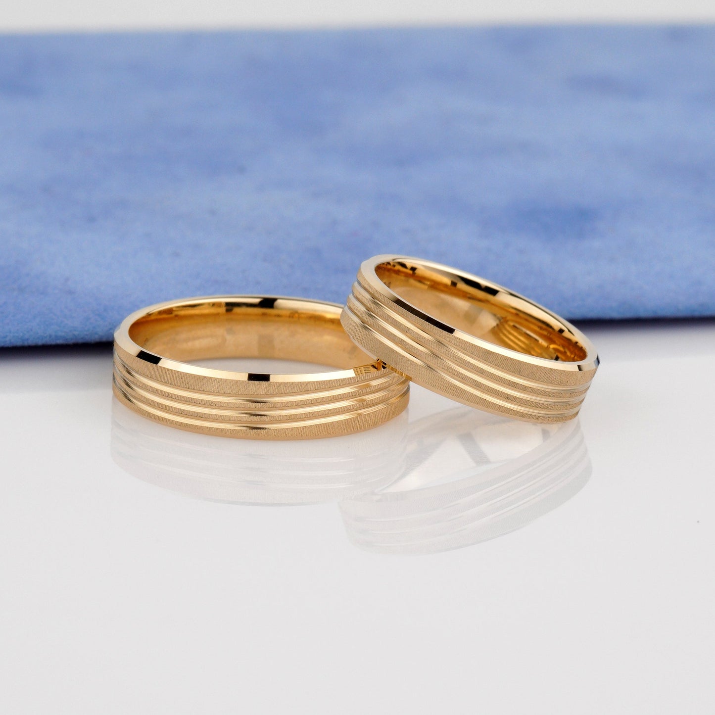 matte finish wedding rings-wedding rings set-Women's ring width: 5 mm