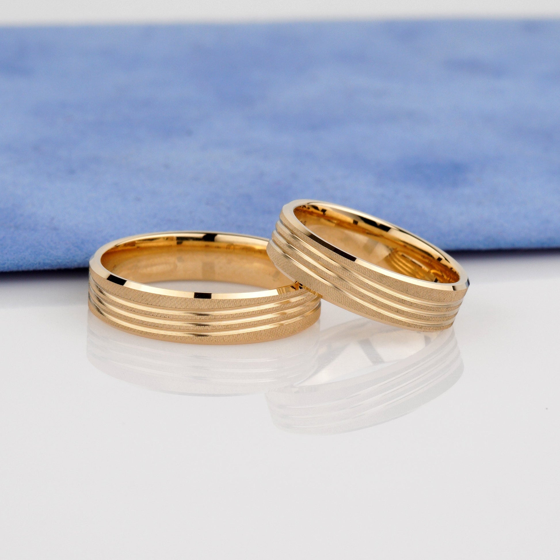 matte finish wedding rings-wedding rings set-Women's ring width: 5 mm
