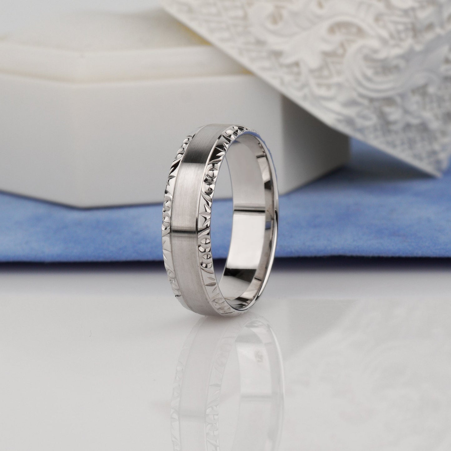 Silver ring with intricate design-minimalist design and unique finish