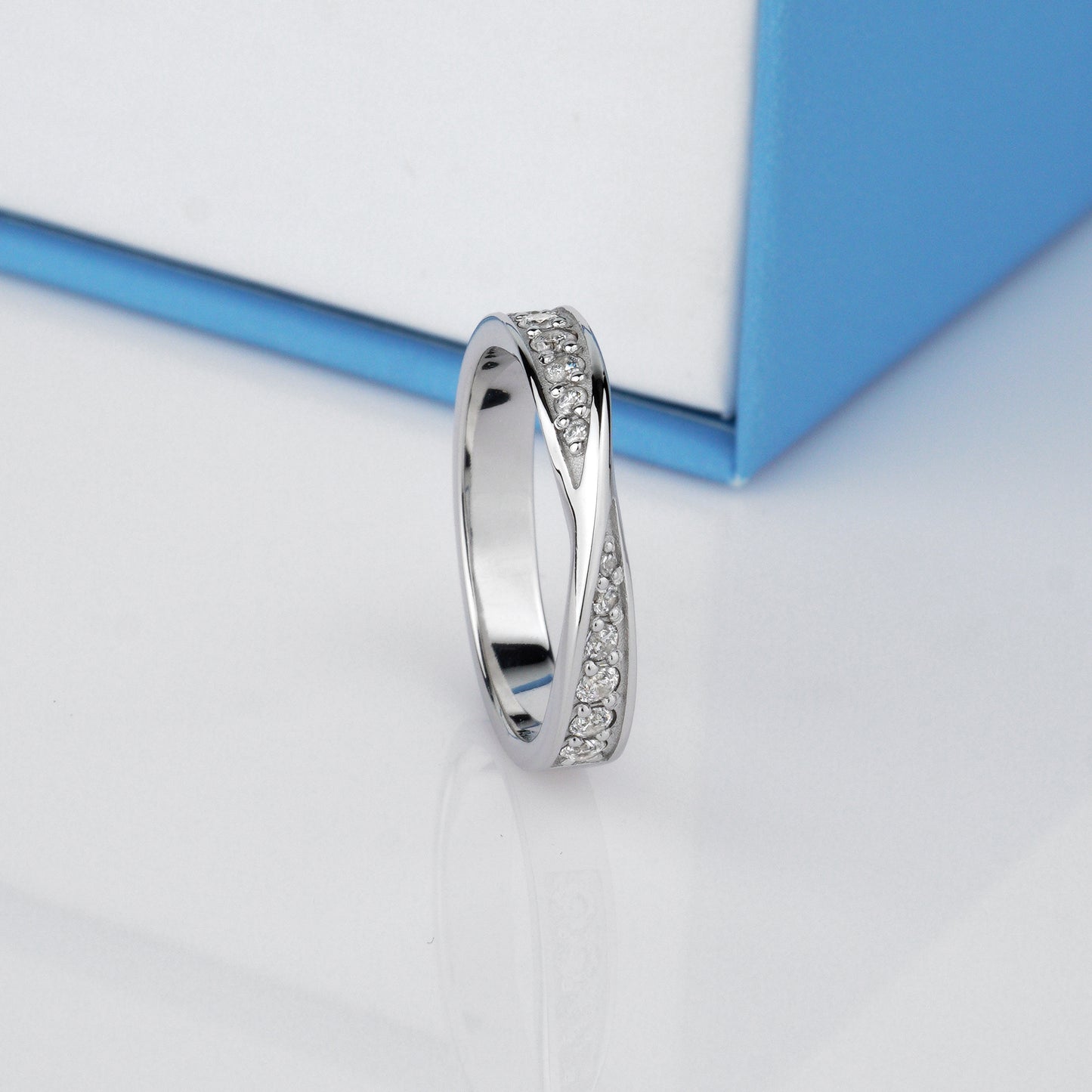 Mobius band with diamonds-Unique wedding ring-classic design with a unique, modern twist