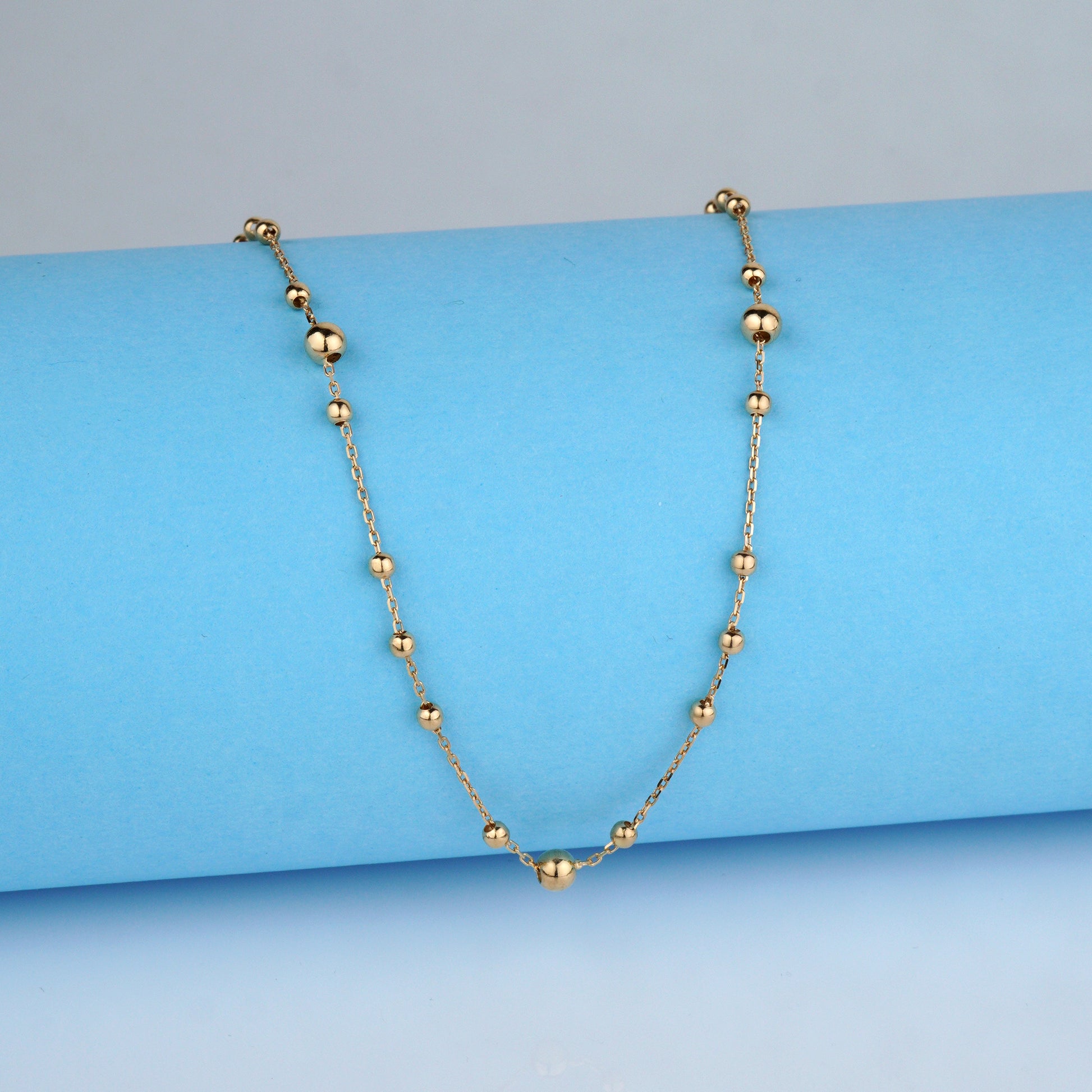 Gold beaded necklace -Mini Balls Necklace-Delicate gold Necklace