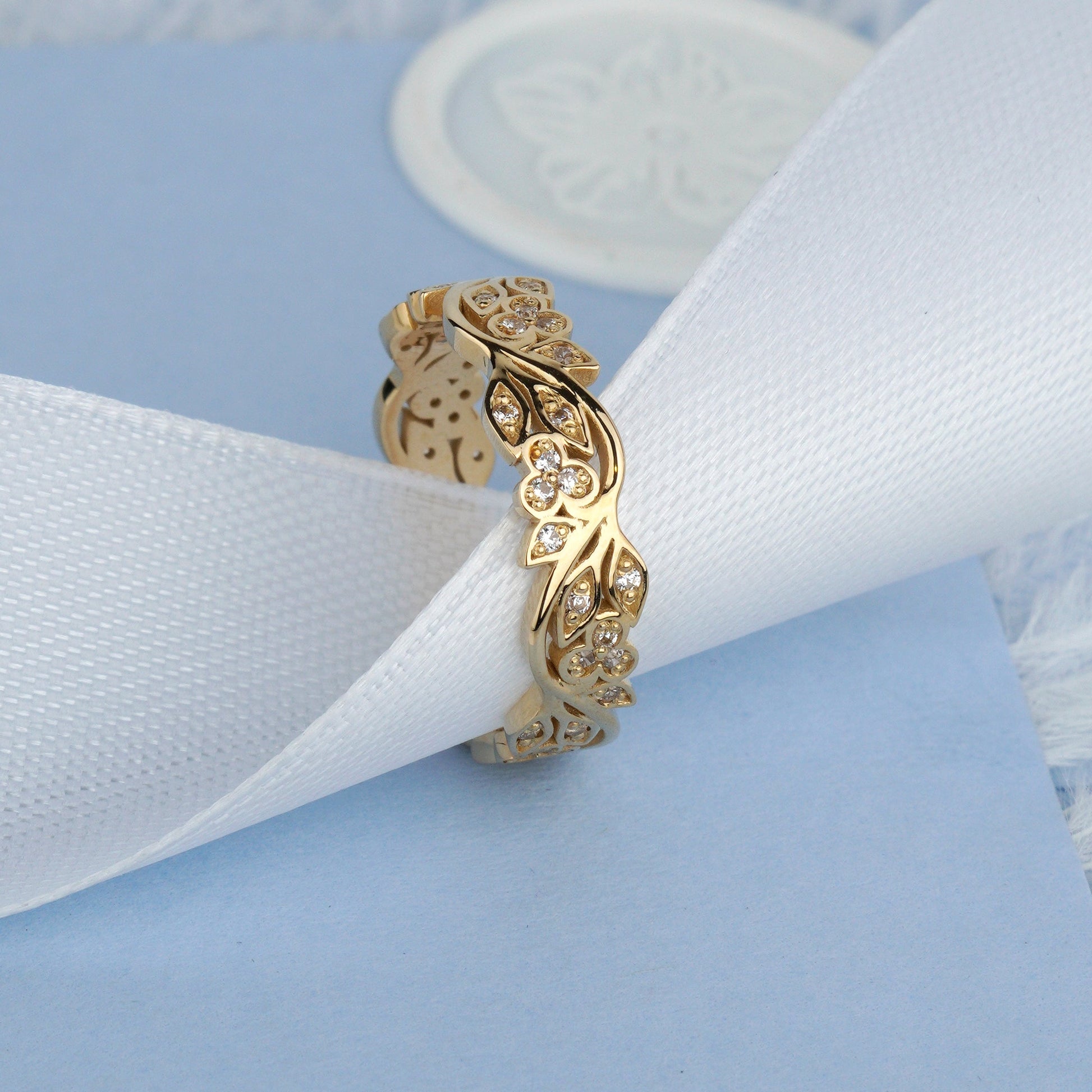 flowers wedding ring-gold flower ring -unique nature inspired ring