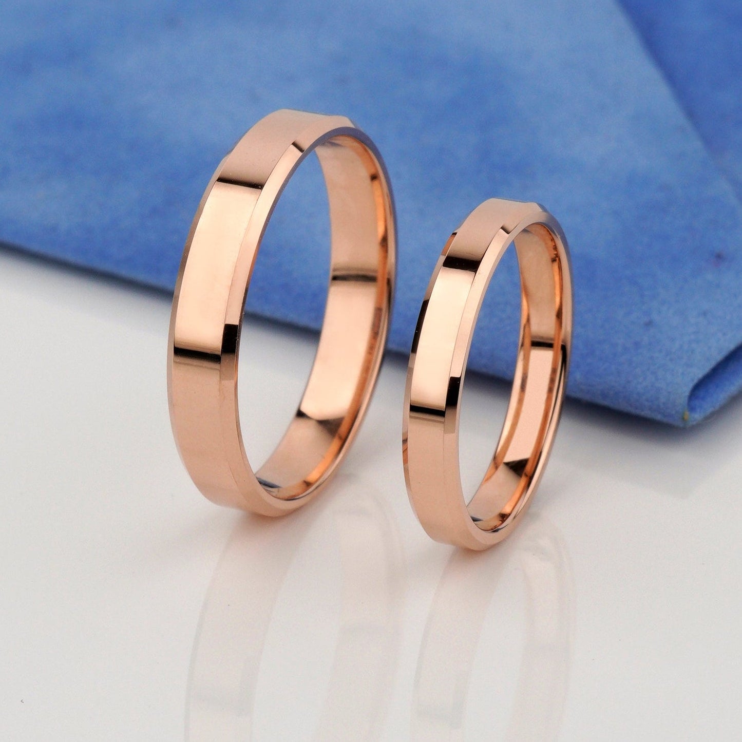 Simple Wedding Rings Set-  Comfort fit interior