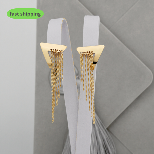 Gold Tassel Earrings-14k yellow gold-Earring size: 45 mm