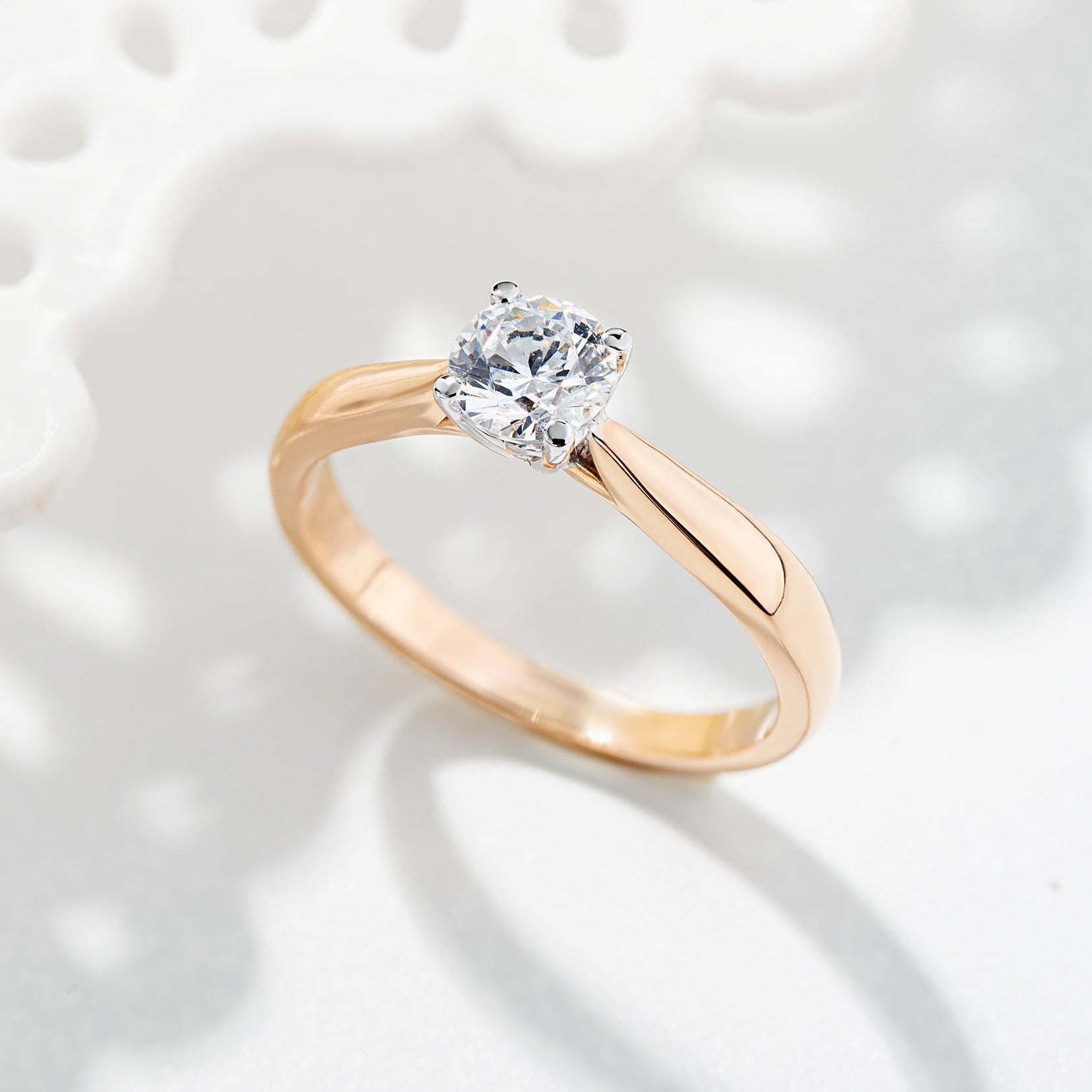 Rose gold ring with a diamond -lab diamond engagement ring-Solitaire Engagement Ring