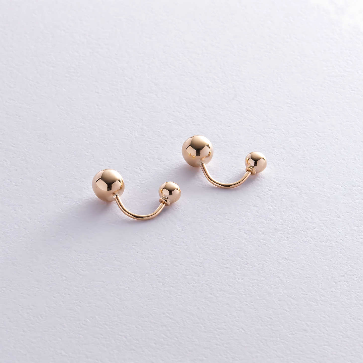 Women's gold earrings-solid gold ball earrings-modern minimalism.