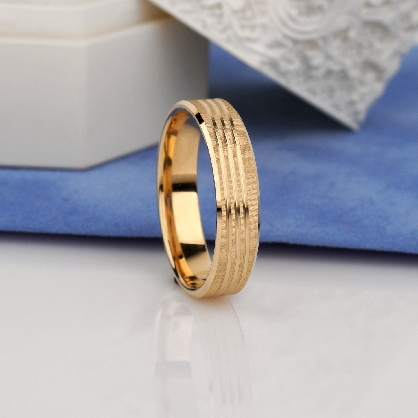 unique wedding rings- minimalist wedding bands- matte wedding band set
