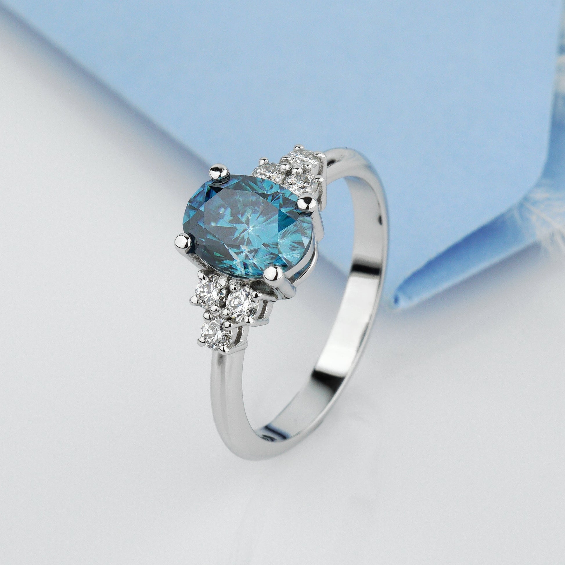 unique engagement ring-blue stone proposal ring- Delicate, unique engagement ring