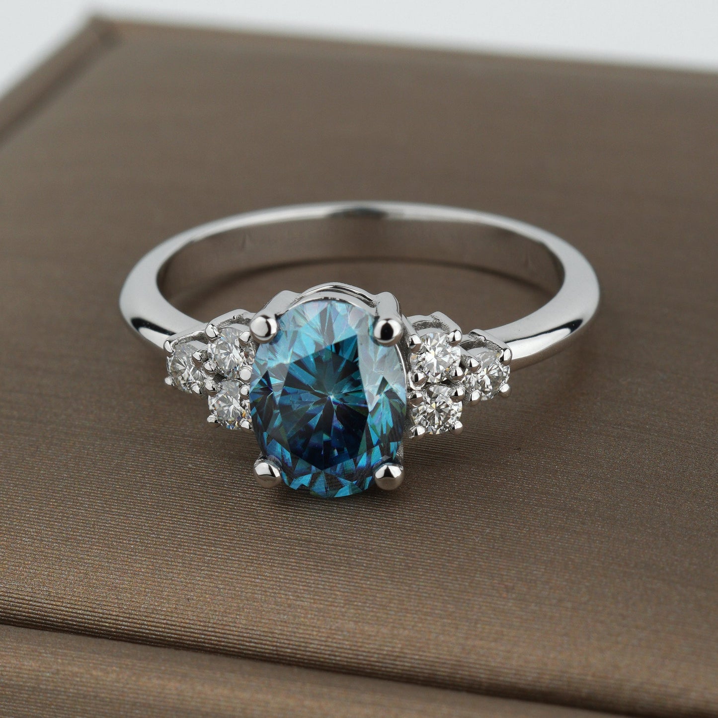 moissanite engagement ring-unique engagement ring-handcrafted in solid 14K gold