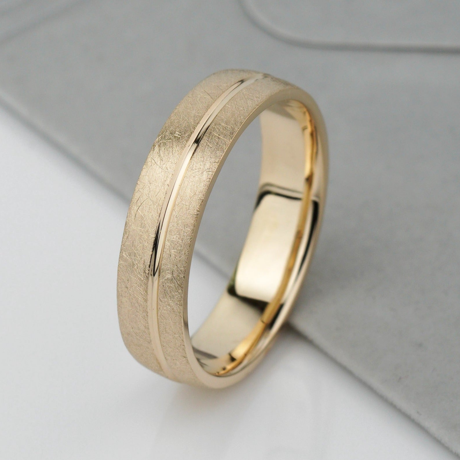 Brushed 14k gold wedding band - 14k gold band - brushed wedding band - gold bands - escorialjewelry