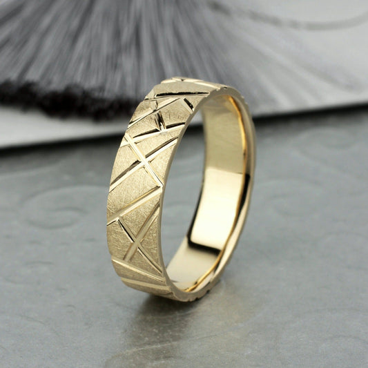 Brushed gold mens wedding band - escorialjewelry