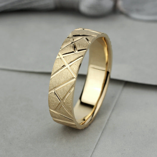 Brushed gold mens wedding band - escorialjewelry