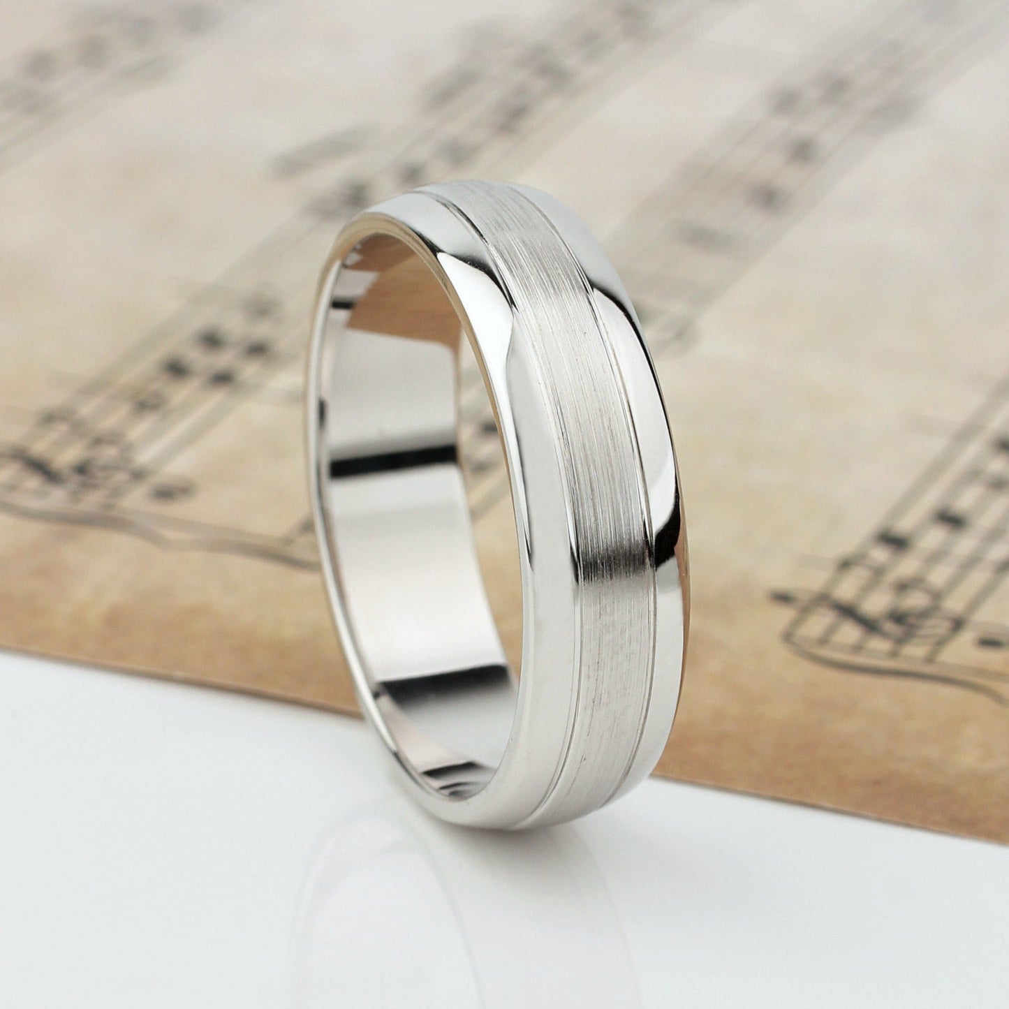 Classic men's band with matte and polished finish - 14k gold band - gold bands - gold rings - escorialjewelry