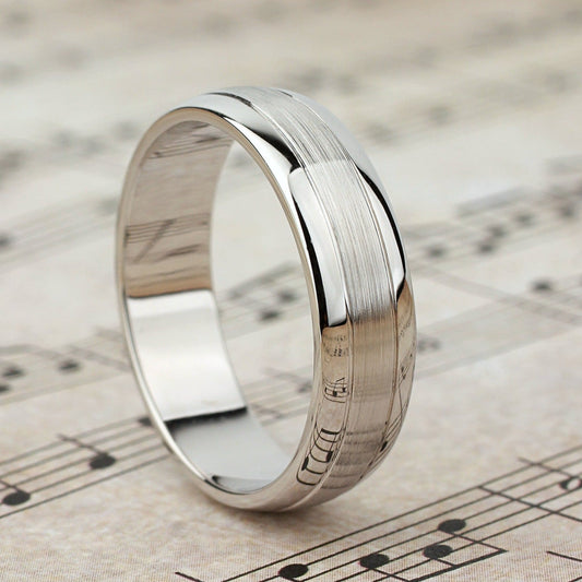 Classic men's band with matte and polished finish - escorialjewelry