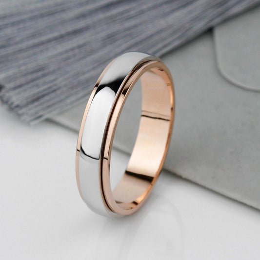 Classic shaped two-tone wedding band - escorialjewelry