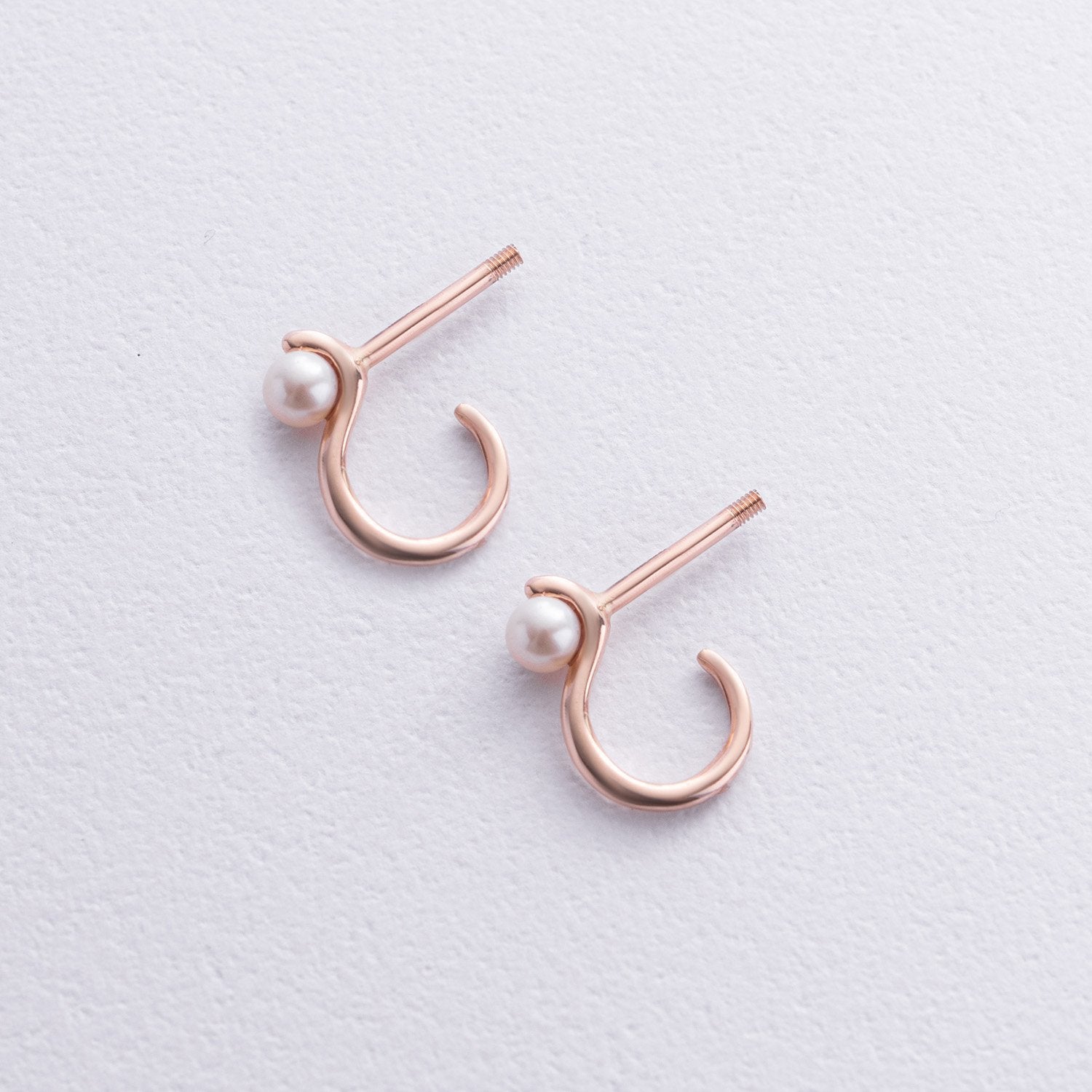Rose gold earrings with pearls - Weight: 1.7-1.8 g earrngs-pearl studs for everyday wear