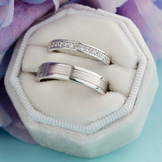 Couple rings set with diamonds - escorialjewelry